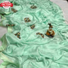 Sea Green Moss Chiffon Saree With Foil Embroidery