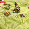 Lemon Moss Chiffon Saree With Foil Embroidery