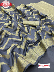 Organza Gold Zari Weaving Saree