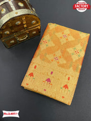 Yellow Soft Katan Silk Banarasi Saree