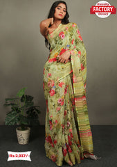 Pure Linen Digital Printed Saree
