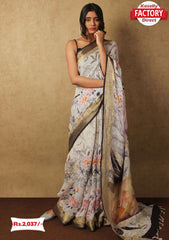 Pure Linen Digital Printed Saree