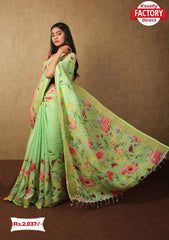 Pure Linen Digital Printed Saree