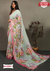 Pure Linen Digital Printed Saree