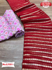 Red Pure Viscose Georgette Rich Zari Saree