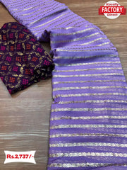 Lavender Pure Viscose Georgette Rich Zari Saree