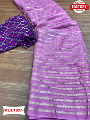 Light Pink Pure Viscose Georgette Rich Zari Saree