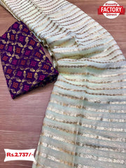 Off-White Pure Viscose Georgette Rich Zari Saree