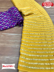 Yellow Pure Viscose Georgette Rich Zari Saree
