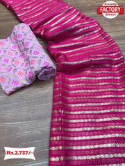 Magenta Pure Viscose Georgette Rich Zari Saree
