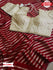 Dark Red Pure Georgette Zari Stripes Saree With Readymade Blouse