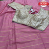 Pink Pure Georgette Zari Stripes Saree With Readymade Blouse