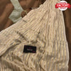 Peach Pure Georgette Zari Stripes Saree With Readymade Blouse