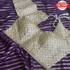Purple Pure Georgette Zari Stripes Saree With Readymade Blouse