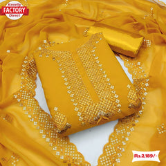 Yellow Embroidered Kurtha Suruwal Piece