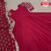 Maroon Georgette Gown With Embroidered Dupatta