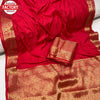 Red Heavy Dola Silk Saree With Jacquard Border