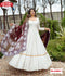White Embroidered Partywear Gown with Dupatta