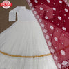 White Embroidered Partywear Gown with Dupatta