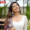 White Embroidered Partywear Gown with Dupatta