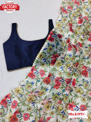 Digital Printed Faux Georgette Saree With Readymade Blouse