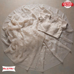 White Pure Organza Silk Saree With Embroidery