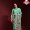 Sea Blue Partywear Georgette Heavy Embroidered Saree