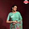 Sea Blue Partywear Georgette Heavy Embroidered Saree
