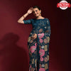 Deep Blue Partywear Georgette Heavy Embroidered Saree