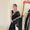 Black Silver Sequins Partywear Saree