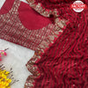 Red Silver Sequins Partywear Saree
