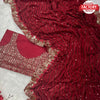 Red Silver Sequins Partywear Saree