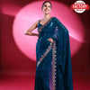 Turquoise Silver Sequins Partywear Saree