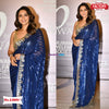 Deep Blue Silver Sequins Partywear Saree