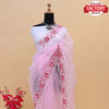 Light Pink Pure Organza Fancy Embroidered Saree