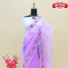 Lavender Pure Organza Fancy Embroidered Saree