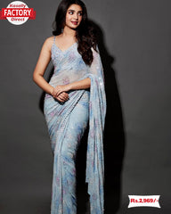 Multi-colour Georgette Sequins Partywear Saree