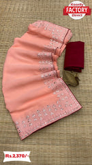 Peach Zomato Chiffon Embroidered Saree