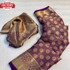 Purple Pure Viscose Georgette Banarasi Rich Zari Saree
