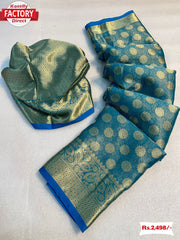 Sky Blue Pure Viscose Georgette Banarasi Rich Zari Saree