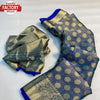 Navy Blue Pure Viscose Georgette Banarasi Rich Zari Saree