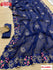 Royal Blue Zomato Chiffon Saree With Embroidery