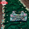 Designer Green Silk Saree With Embroidery