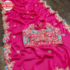 Designer Pink Silk Saree With Embroidery