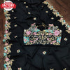 Designer Black Silk Saree With Embroidery