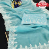 Sky Blue Organza Silk Saree With Embroidery