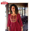 Red Embroidered Frock Design Kurthi Top