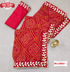 Red Georgette Bandhni Saree