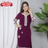Wine Embroidered Kurtha Pant Set