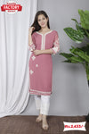 Pink Embroidered Kurtha Pant Set